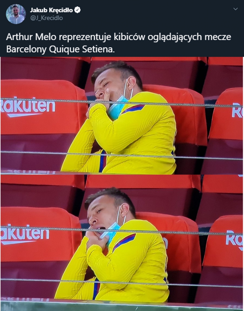 Arthur Melo na ławce rezerwowej Barcy.... :D